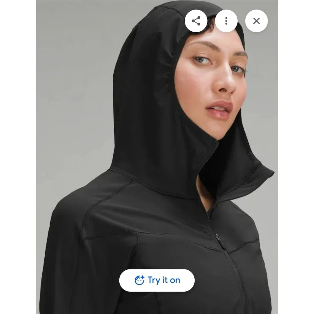 Lululemon mist over Windbreaker size 4 black full zip womens jacket